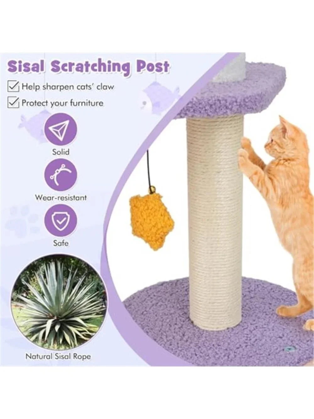 Cat Tree Tower Multi-Level Modern Cat Tower with Sisal Scratching Posts